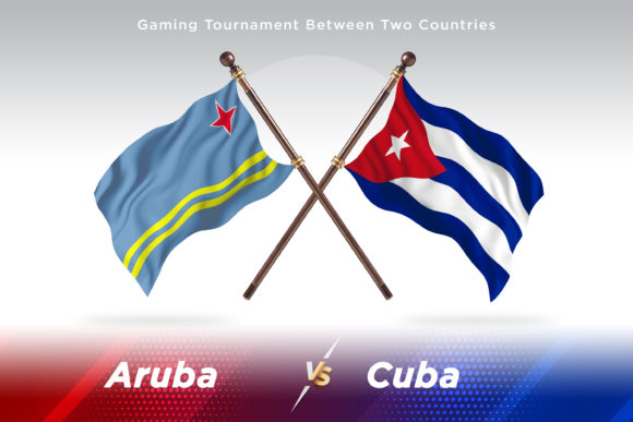 Aruba Versus Cuba Two Flags Design Illustration