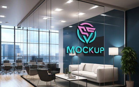 Glass Wall Logo Mockup: Realistic Design for Professional Logos
