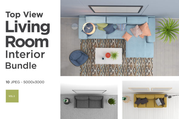 Top View Living Rooms Interior Set Vol-3: A Versatile Resource for Creative and Business Use